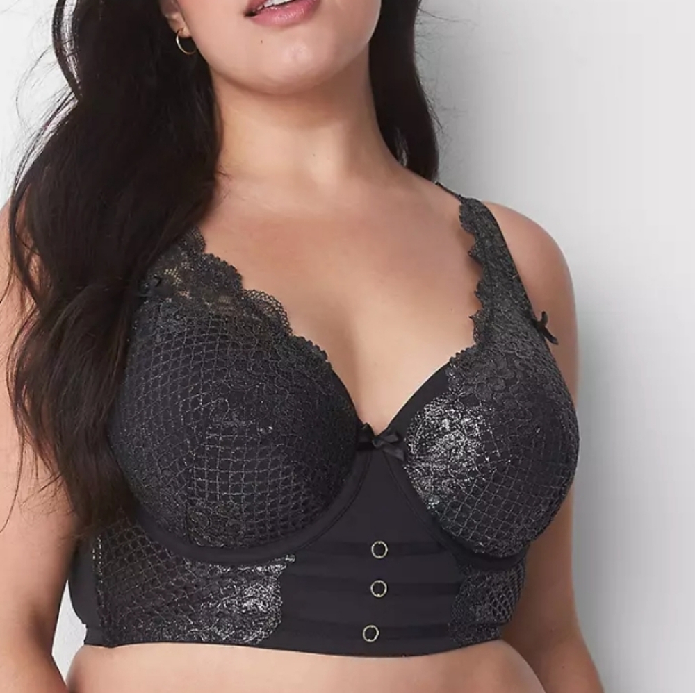 Cacique black and gold longline bra 42G